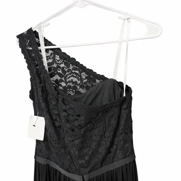 David’s Bridal One Shoulder Long Lace Dress Black Size 10 NWT - Picture 4 of 9